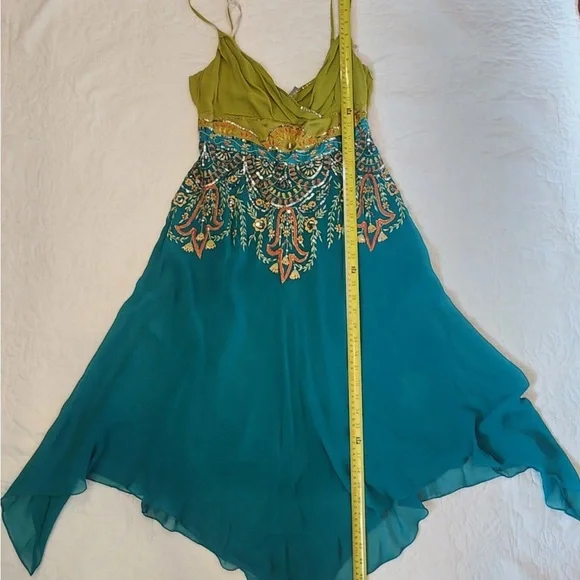 Karen Millen 100% silk Coachella Embroidered Handkerchief Dress Coachella fairy - Picture 11 of 15